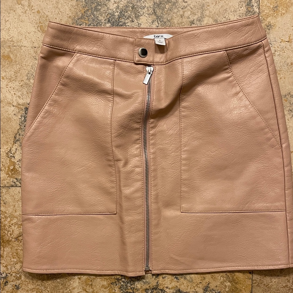 Bar III Faux Leather Mini Skirt in Blush spring 2026 pink size 0, 2, 4